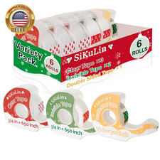 Tape,Gift Wrapping Tape, 6 Rolls with Dispensers, Includes Invisible, Double-Sid