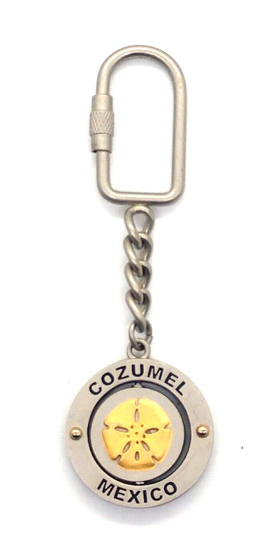 Vintage Cozumel Mexico Sea Shell Revolving Keyring Keychain