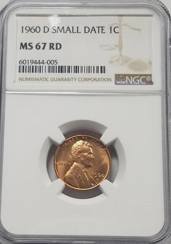 1960-D Lincoln Memorial Cent | NGC MS67 Red NGC | Small Date | Denver