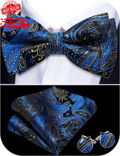 Paisley Striped Bow Tie for Men Silk Pre-Tied Bowtie Set FREE SHIPPING