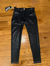 Pantaloni in pelle freddy wr.up® vegan neri grigi ciottoli nuovi con etichette taglia large