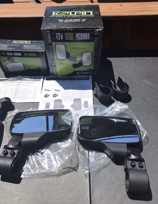 Kolpin UTV Side Mirrors Pair & Rear View Mirror Kit Mounting Hardware Boxes