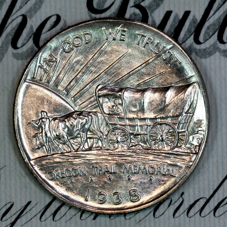 * 1938-D * SUPERB+ GEM BU MS OREGON TRAIL COMMEMORATIVE HALF-DOLLAR * - Image 2 of 3