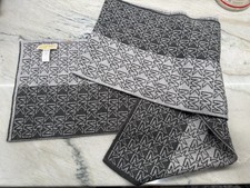 Michael Kors Reversible Gray/Black Logo Knit Rectangle Scarf Wrap 68x12"