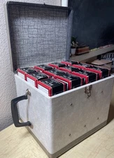 Original Carry Case Full Of 12 Vintage Bausch & Lomb Slide Trays