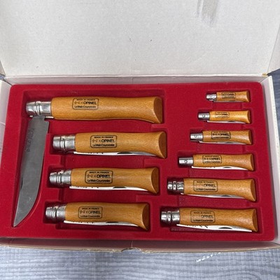 OPINEL 10 FOLDING KNIFE COLLECTORS SET 8 TO 28CM, NUMBERS 2 THROUGH 12