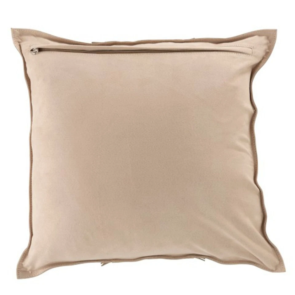 Coussin Déco Carré Cuir "India" 45x45cm Gris Clair - Photo 2/3