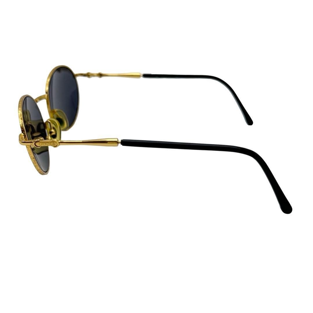 GUCCI QC2 Sunglasses Glasses Oval Frame Gold Black Engraved  MADE IN ITALY Mens thumbnail 7