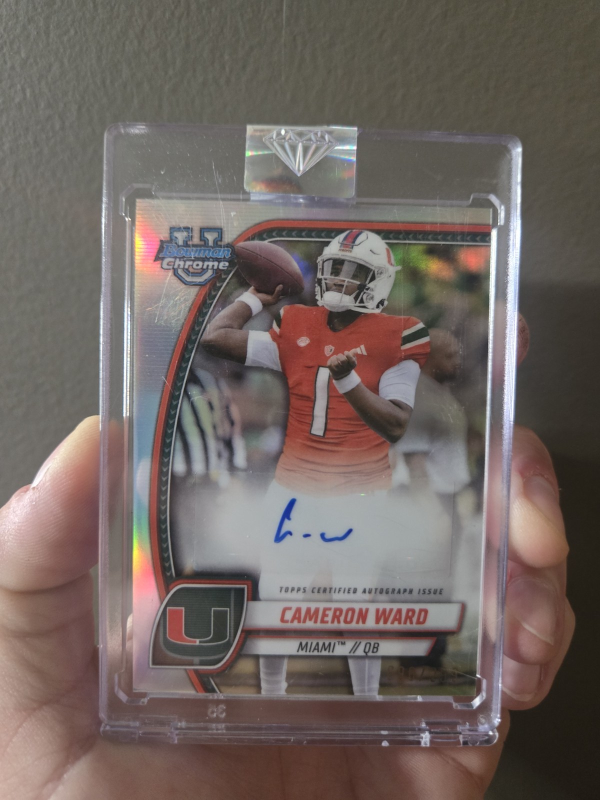 2024 Bowman Chrome University CAM WARD Auto Refractor /299 Miami, Titans RC 🔥