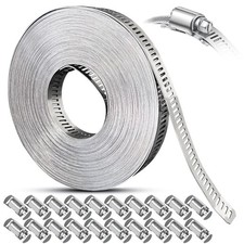 Adjustable Hose Clamp Kit 304 Stainless Steel Worm Gear Duct Pipe 32.81FT