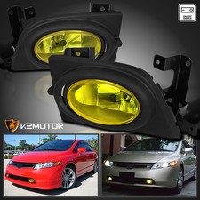 Fits 2006-2008 Honda Civic 4dr Yellow Driving Fog Lights Lampsswitchwiring Fits 2006-2008 Honda Civic 4dr Yellow Driving Fog Lights Lampsswitchwiring