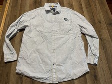 Nautica Jeans Co. Shirt, Men's Large Blue White Striped Long Sleeve Button Up