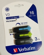 Verbatim 99126 USB 3.1 Gen 1 Flash Drive 16GB 3/Pk