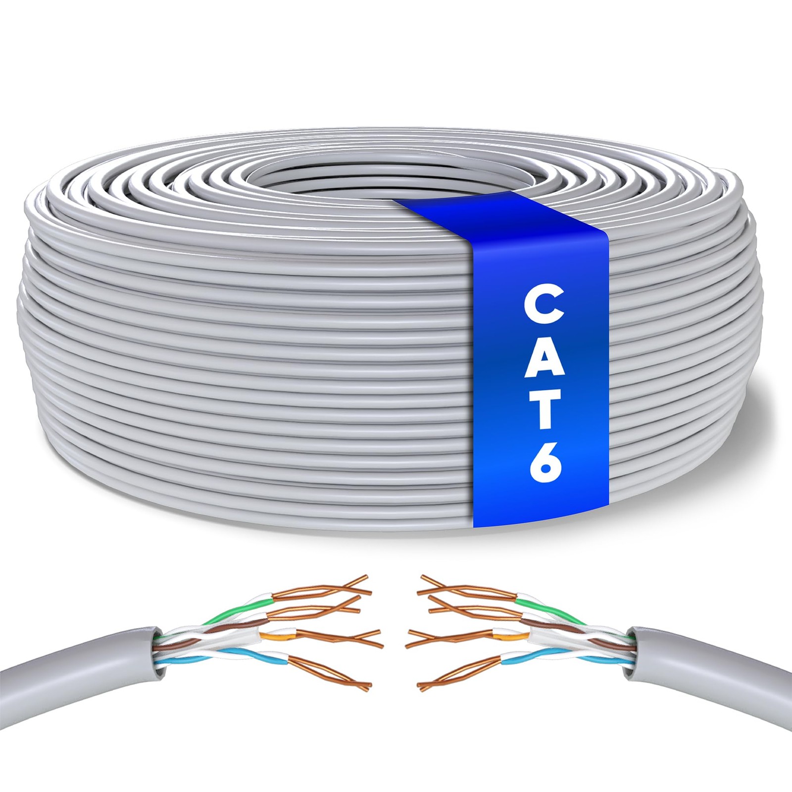 Mr. Tronic Cavo Ethernet Cat 6 da 150m Bulk Cabel, Cavo di Rete LAN Cat 6 (j9L)