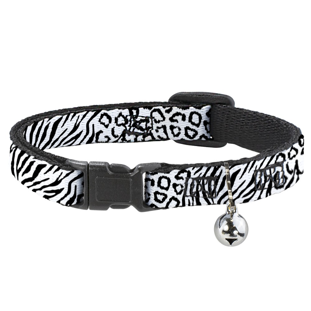 Cat Collar Breakaway with Bell Cheebra White/Black NARROW Fits 8.5-1 (US IMPORT)