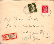 1943 Germany Auschwitz Civil Employee Registered Cover to Antwerpen Belgium