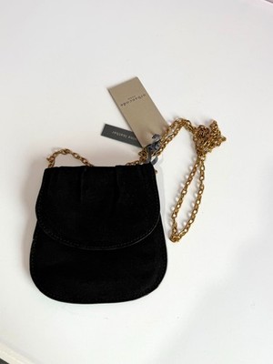 WILDLEDER CROSSBODY TASCHE SCHWARZ LEDER CROSS BODY LANGER RIEMEN MINI FESTIVAL KETTE
