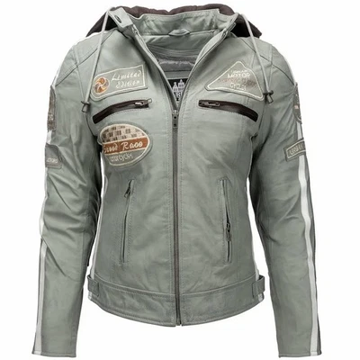 Motorradjacke Damen Mit Protektoren, Damenjacke aus Lammleder, Protektoren fü... - Bild 1 von 4