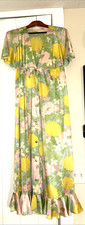 Vintage Nightgown Small Draw String Waist Ruffle Covered Buttons Nylon 70's