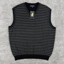Roundtree Yorke Sweater Vest Men s L NWT Wool Cashmere V-Neck Geometric AOP