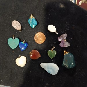 Lot Of Semi-precious Gemstone Charm Pendants 11pcs