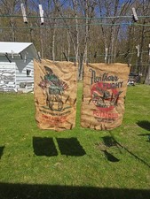 2 Vintage 50 Lbs Burlap Bags Northern Flight  North Country Potato Gunny Sacks