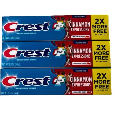 Crest Complete Plus Anticavity Cinnamon Toothpaste - 2.3 oz (65g) Pack of 3