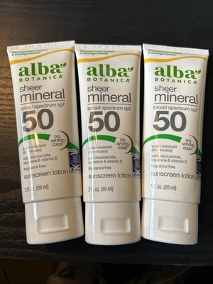 3 Alba Botanica Mineral Sunscreen Lotion SPF 50, Broad Spectrum, Fragrance Free