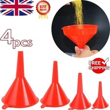 4pc Funnel Set Plastic Pouring Funnels Kitchen Petrol Fuel NEW UK
