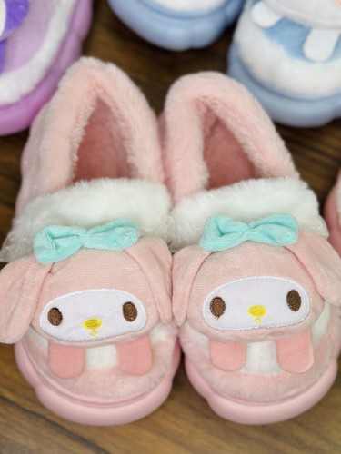 Girls Plush Slippers Sanrio Cinnamoroll My Melody Kuromi Winter Warm Shoes Gift - Picture 5 of 8