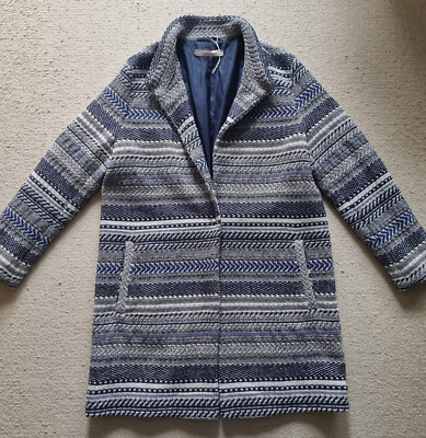 Esprit Damen Mantel Übergangs Jacke Frühling Herbst blau weiß Gr 40 - NEU wertig