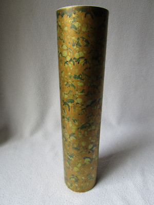 Rosenthal Studio Stangen-Vase Goldfeuer grün-gold Drexler Design handgemalt 30cm