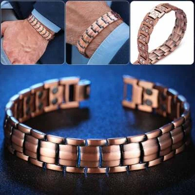 Double Strength Copper Rich Bio Magnetic Healing Bracelet 36 Magnets Cuff NEW