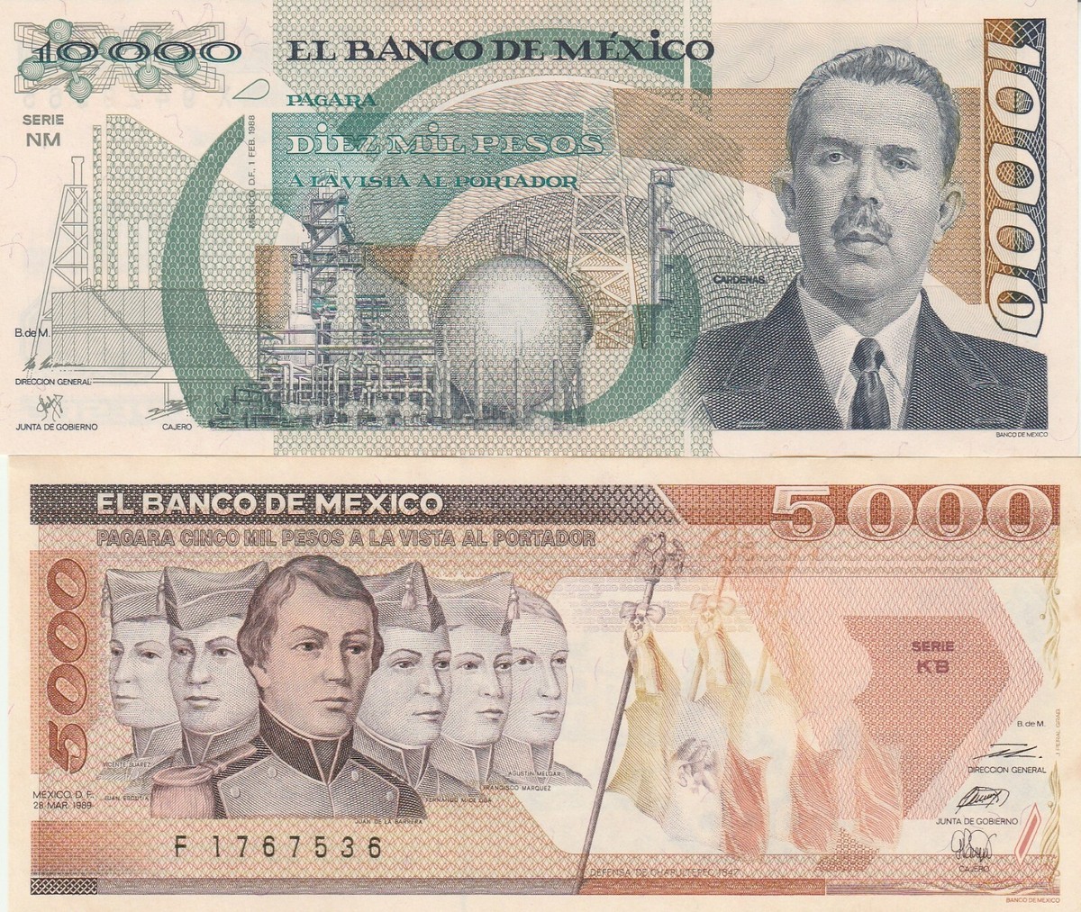 El Banco de Mexico: Collection 10 Bank Notes UNC. | eBay