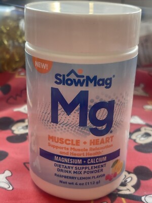 SlowMag Muscle + Heart, Magnesium & Calcium Raspberry Lemon Powder 10/25 Rd 