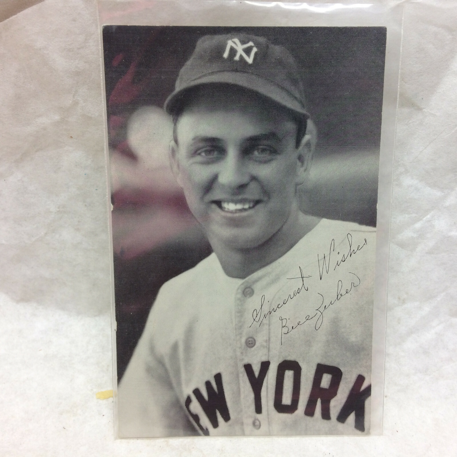 Vintage Postcard Advertising New York Baseball Player Bill Zuber