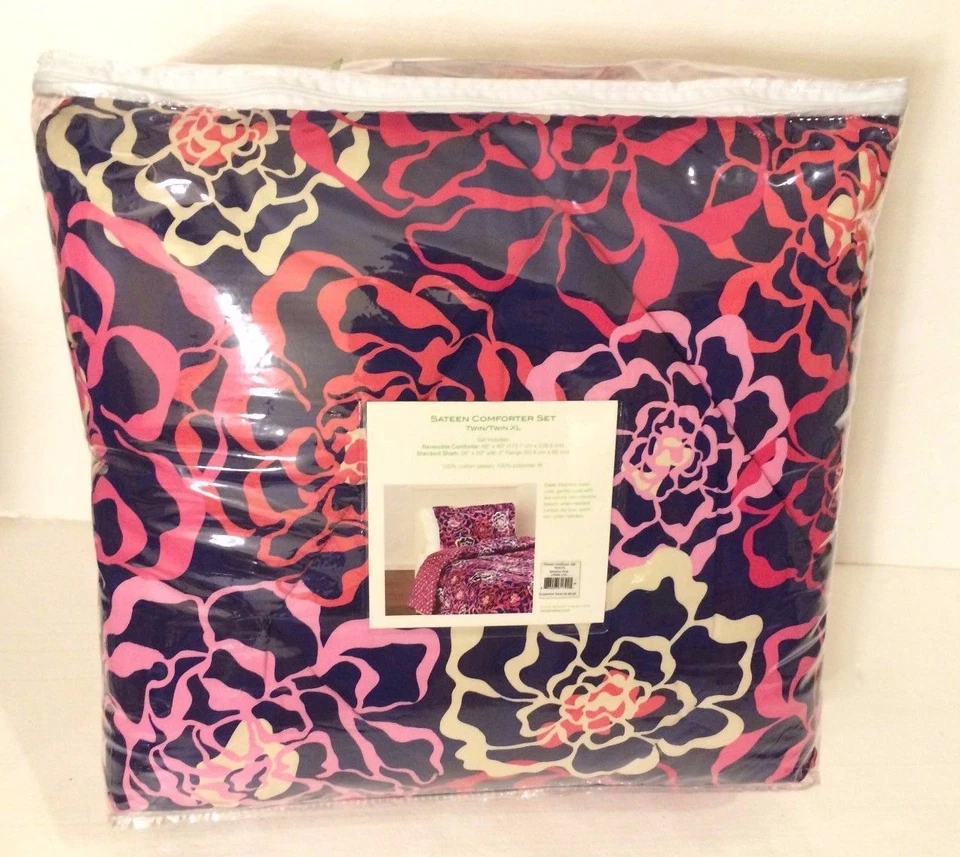 CONJUNTO DE EDREDOM VERA BRADLEY CETIM Katalina Rosa Gêmeo/Gêmeo XL 14988-330 NOVO! - Imagem 2 de 2