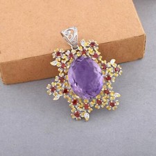 Amethyst Silver Necklace 925 Sterling Gemstone Girls For Gift Jewelry Purple
