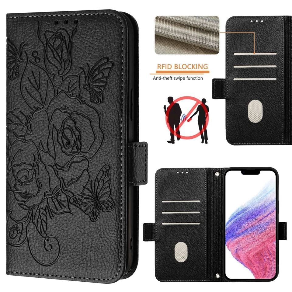 For Moto G Power/G Pure/G Play/G Stylus 5G4G Rose Pattern Flip Stand Wallet Case - Image 2 of 4
