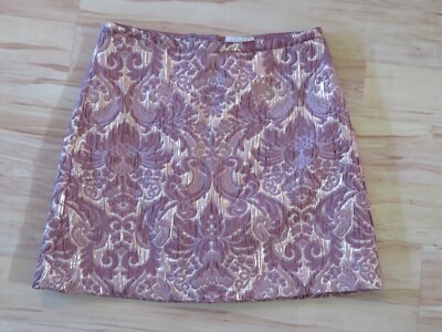 New Women's H&M Textured Metallic Floral Skirt Pink & Rose Gold $59.99 Size 8