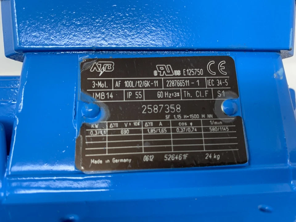 ATB AF 100L/12/6K-11 Hydac Hydraulic Pump Motor w/Heater For Cold Weather 0.3kW - Image 2 of 4