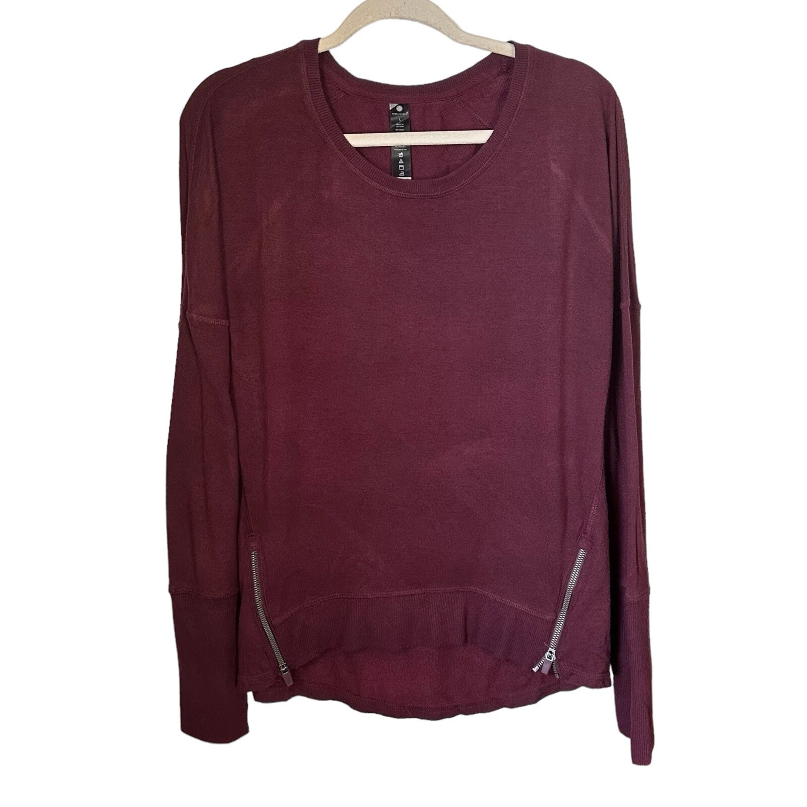yogalicious long sleeve zip hem pullover thumb hole sweater