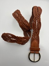 BANANA REPUBLIC WOMANS WIDE BELT BRAIDED BROWN LEATHER BELT SIZE SMALL 41 Long