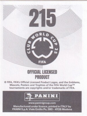 【予約閲覧用】広州恒大 PAULINHO 8 FIFA CWC 2015 Panini 2025 FIFA Club World Cup 25 Sticker No. 215 Hamza Jelassi