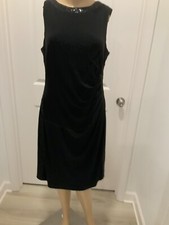 Chaps Black Dress Large Black Sleeveless Midi Sequins Wedding Formal Rouching