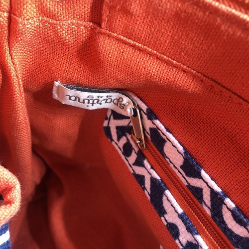 SPARTINA 449 Daufuskie Island Linen & Leather Satchel PURSE Navy White NO STRAP - Picture 9 of 14