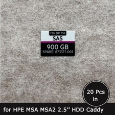20pc of Q1H47A 873371-001 MSA 900GB 12G SAS HDD caddy tray label sticker for HP