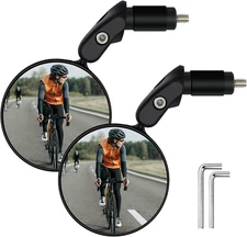 Bike Mirror, 2 Pcs 360˚ Rotatable Bar End Bicycle Mirrors for Handlebars, Wide A