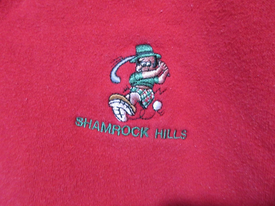 Sz L VINTAGE Cutter & Buck Red Golf Polo Sweatshirt Mens Embroidered 1/4 Button - Image 2 of 4