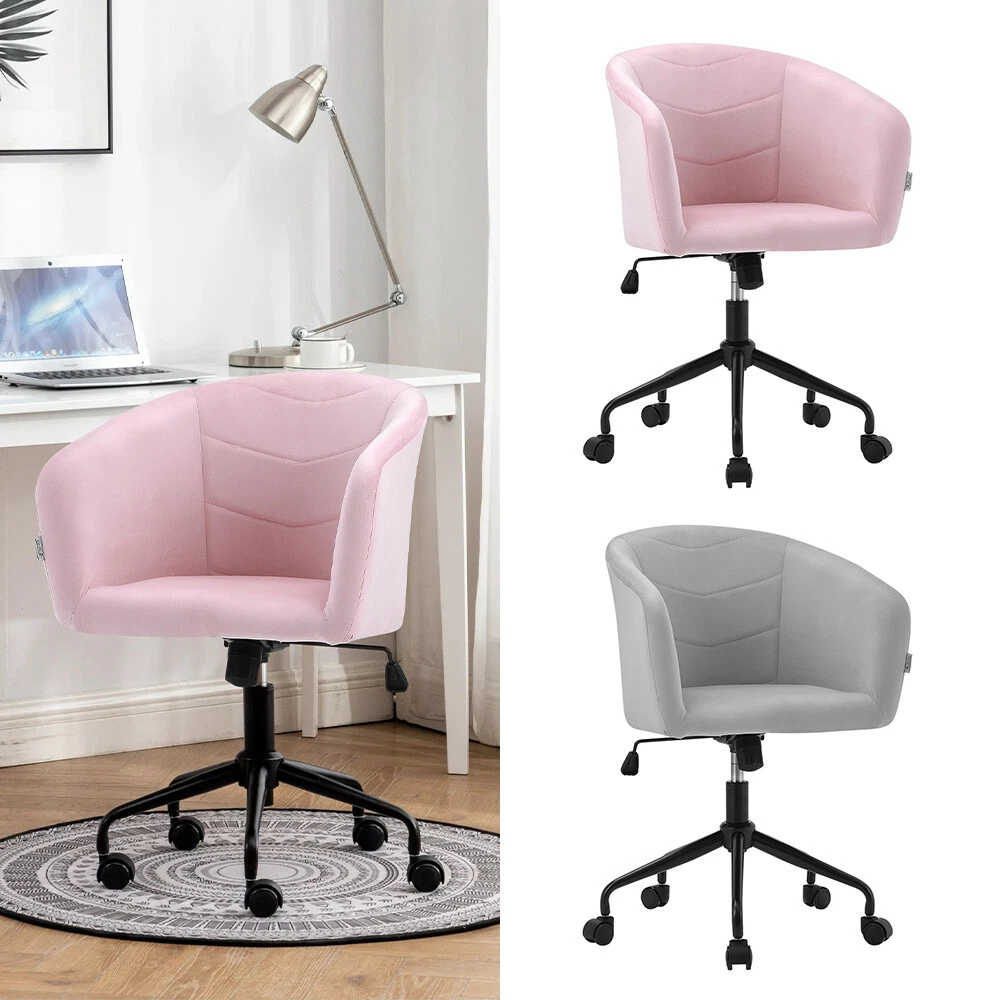 Nordic Velvet Accent Tub Chair Office Swivel Armchair Lounge Chairs on Wheels UK